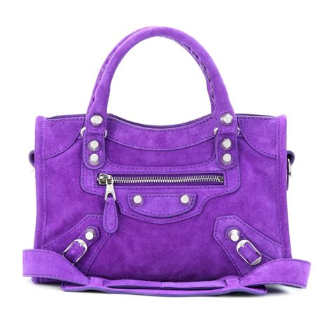 Lyst Balenciaga Giant 12 Mini City Suede Shoulder Bag In Purple