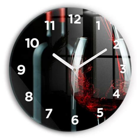 Decortapis Horloge Murale En Verre Horloge Ronde Cm Une Bouteille De