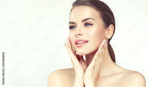 Beautiful Young Woman With Clean Fresh Skin Girl Beauty Face Care Facial Treatment