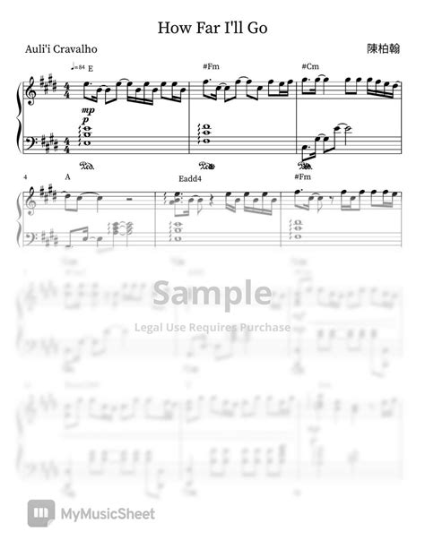 Auli i Cravalho How Far I ll Go Piano Sheet Sheets by 陳柏翰