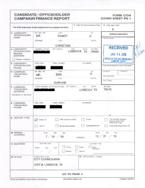 Fillable Online CANDIDATE OFFICEHOLDER FORM C OH Fax Email Print