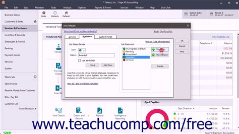 Sage 50 2018 Tutorial Setting Job Defaults Sage Training Youtube