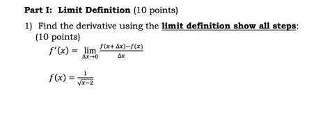 Solved 1 Find The Derivative Using The Limit Definition