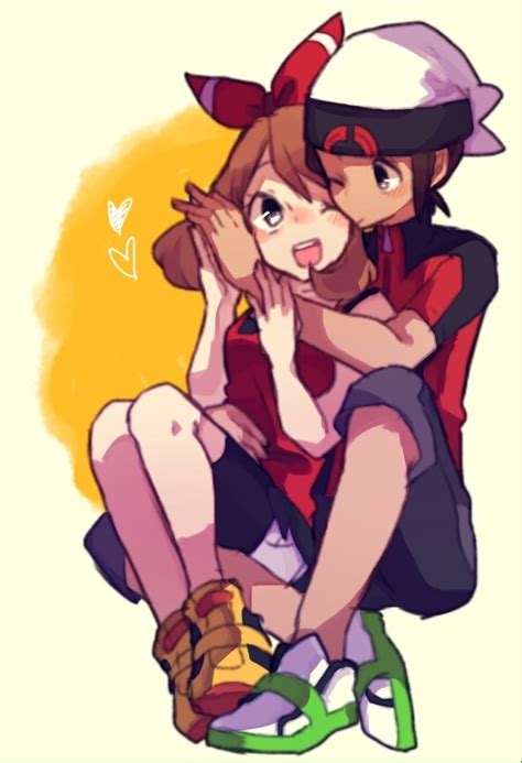 Safebooru 1boy 1girl Beanie Blush Brendan Pokemon Brown Hair Full Body Hat Heart Hetero