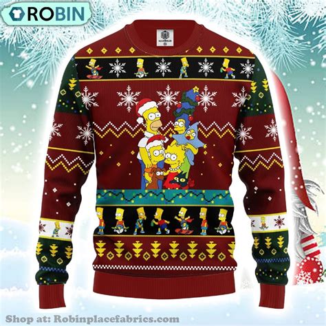 Merry Xmas The Simpson Family Ugly Christmas Sweater - RobinPlaceFabrics