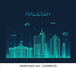 Raleigh Skyline North Carolina Usa Trendy Stock Vector Royalty Free