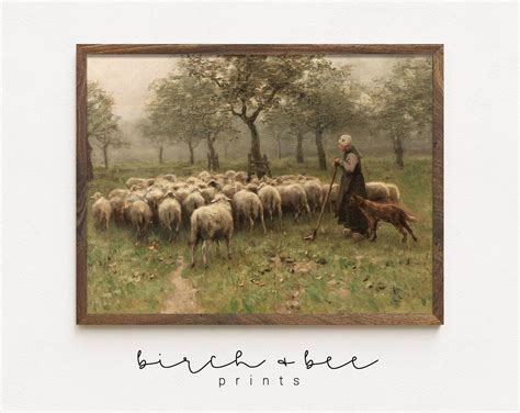 Vintage Sheep Painting Farmhouse Animal Prints Art 1 Wall Art, Modern