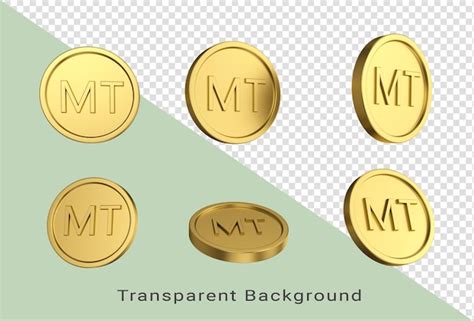 Ilustração 3d conjunto de moedas de ouro em meticais moçambicanos em