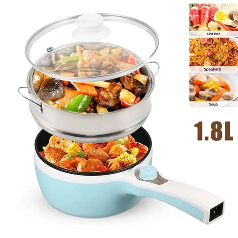 LASIEYO L Non Stick Electric Hot Pot With Steamer Ramen Cooker With Dual Power Control