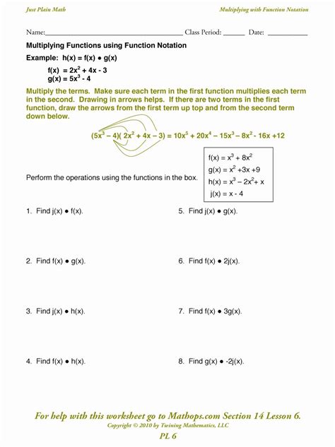 50 Function Notation Worksheet Answers