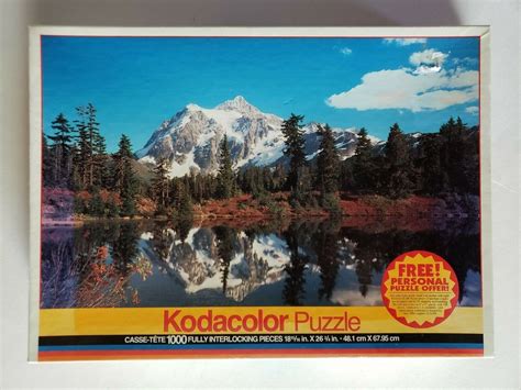 Vintage Kodacolor Puzzle 1000 Piece Mountains Lake Snow Pine Trees EBay