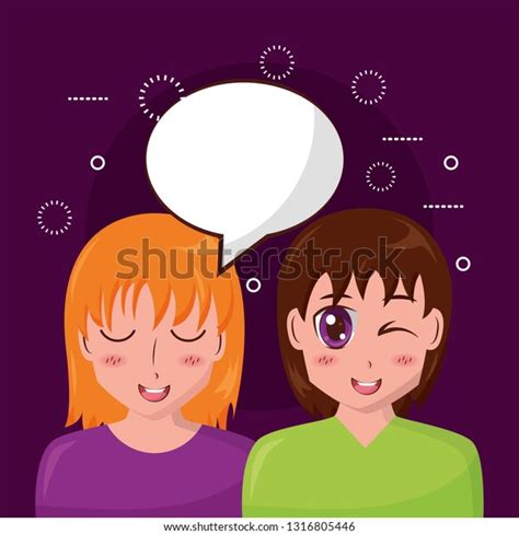 Anime Girls Talking Stock Vector Royalty Free 1316805446 Shutterstock