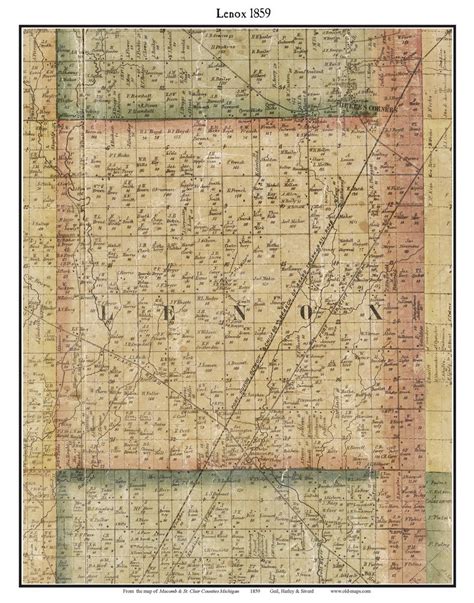 Lenox, Michigan 1859 Old Town Map Custom Print - Macomb Co. - OLD MAPS
