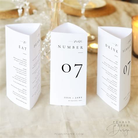 Elegant Trifold Table Number Template Modern Wedding Menu Template