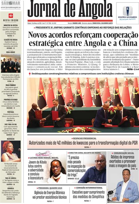 Capa Jornal De Angola De 2024 03 16