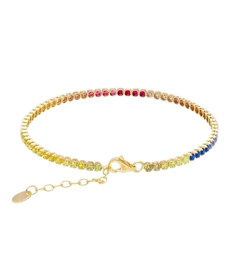 Bracciale Tennis Oro Giallo Kt Zirconi Multicolor Miraggi