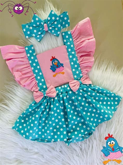 Jardineira Romper Body Mesversario Galinha Pintadinha Baby MercadoLivre