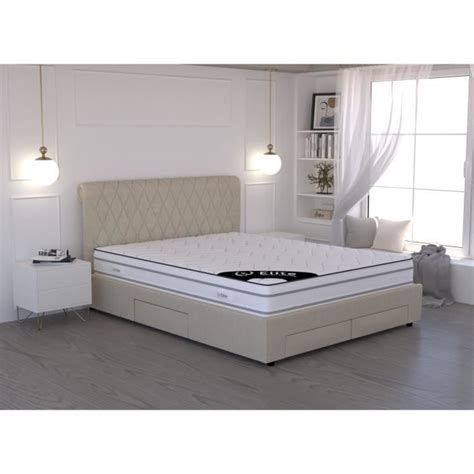 Lit Coffre Avec 4 Tiroirs En Lin Beige 140x190 Cm LEANDRE Cdiscount