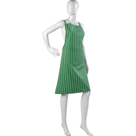 Striped Butchers Bib Apron Professional Full Length Pinny Catering