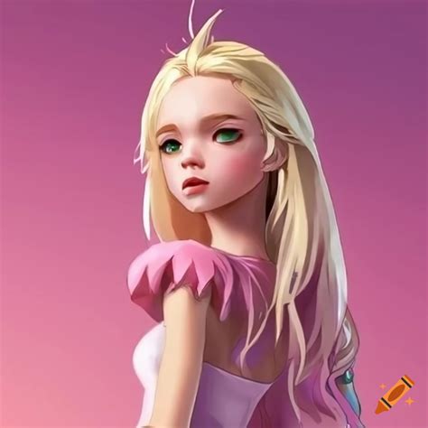 Blonde Girl In A Pink Dress With A Simple Style