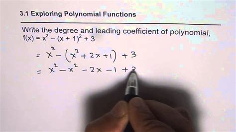 Find Degree And Leading Coefficient Of The Polynomial Youtube