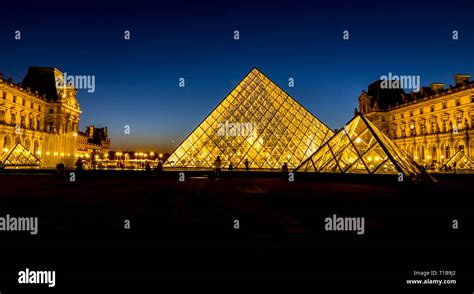 Pyramid Of Louvre Museum At Night Hi Res Stock Photography And Images