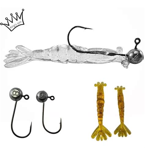 Kit Isca Camar O Silicone Jig Head Brinde P Pescaria