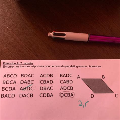 Exercice Points Entourer Les Bonnes R Ponses Pour Le Nom Du