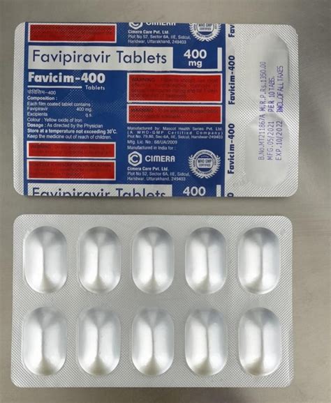 Favicim Favipiravir 400 Mg Tablet Treatment Covid 19 At 13500 Box