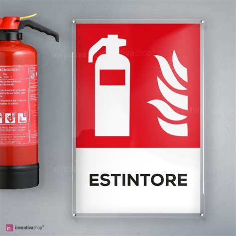 Targhetta Estintore Segnaletica Antincendio Verticale Plexiglass