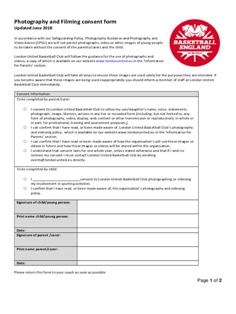 Fillable Online Nspcc The Child Protection In Sport Unit Photography