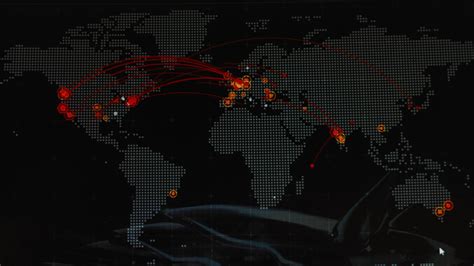 World map with different targets for cyber attack. Hacking and ...