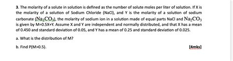 Solved The Molarity Of A Solute In Solution Is Defined As Chegg