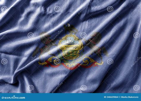 Waving Detailed National Us Country State Flag Of Pennsylvania Stock