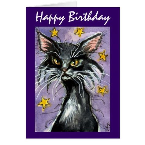 Happy Birthday Black Cat Greeting Card Zazzle