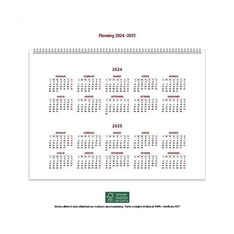 Planner Settimanale Da Tavolo Spiralato Con Tutte Le Date Stampate