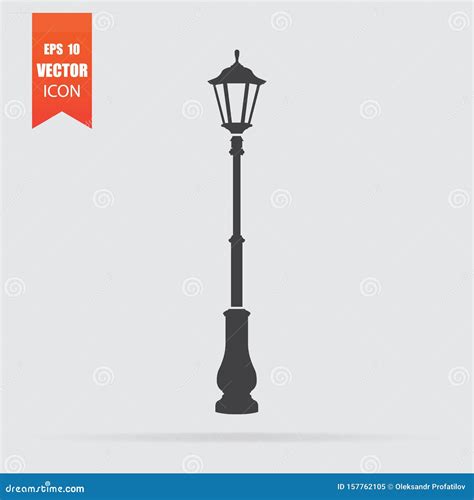 Street Light Icon In Flat Style Isolated On Grey Background Stock