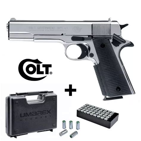 Pack Pistolet A Blanc Colt 1911 A1 9mm Chrome Munitions A Blanc