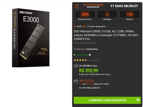 Terabyte On Twitter OFERTA SSD Hikvision E3000 512GB M 2 2280