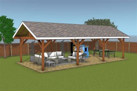 16x24 Pavilion With Lean To Roof Plans Myoutdoorplans