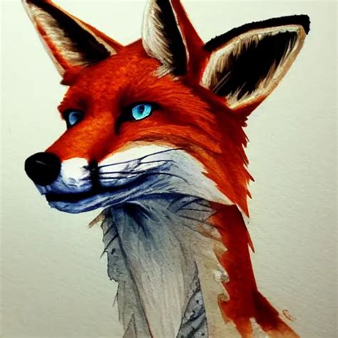 Water Color On Paper Foxy Animatronic Portrait Stable Diffusion