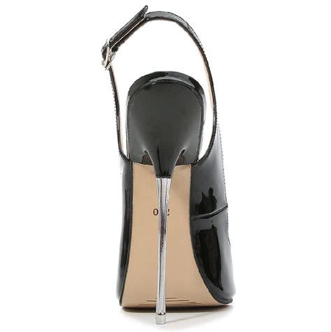 Metal High Heel Stiletto Slingback Sandals Sexy Patent Fetish 6 16cm