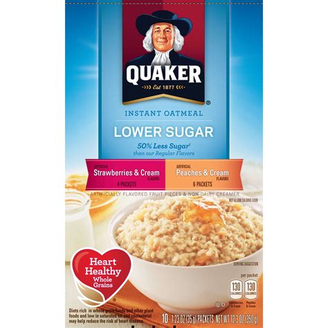 Quaker Instant Oatmeal Lower Sugar Variety Pack 10 Packets