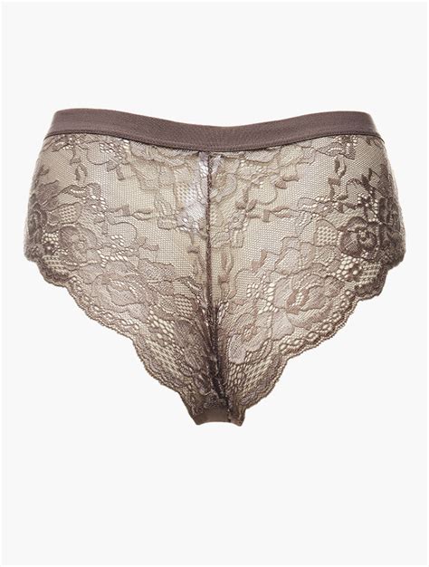 MyRunway Shop Daily Finery Latte Nude Front Back Lace Detail Brazilian Briefs For Women