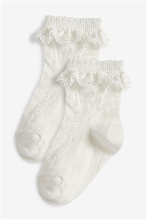 Buy White 2 Pack Cotton Rich Lace Ruffle Ankle Socks From Next Ireland