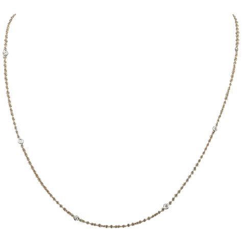 14 Karat Yellow Gold Diamonds By The Yard Necklace For Sale At 1stdibs