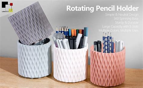 Amazon Lebenrich Rotating Pen Pencil Holder For Desk Slots