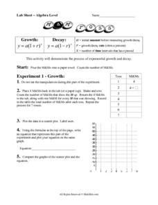 Lab Sheet Exponential Growth And Decay Worksheet For Th Th