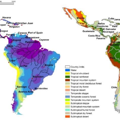 Rainfall Distribution Left And Vegetation In Latin America Right