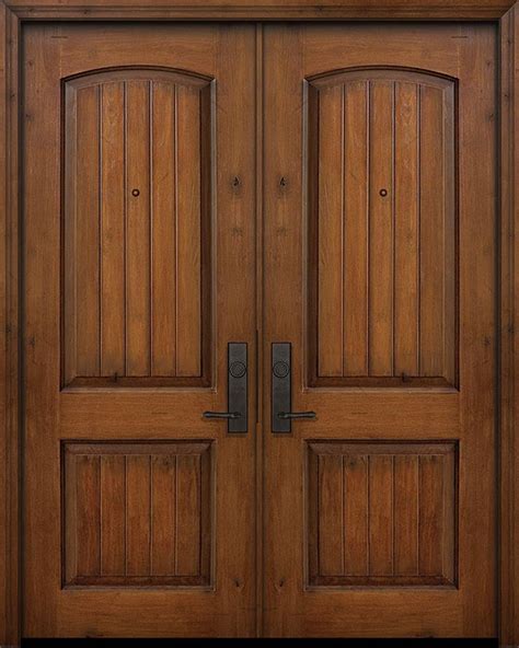 Impact 96 Double 2 Panel Arch V Groove Knotty Alder Door Knotty Alder Door Knotty Alder